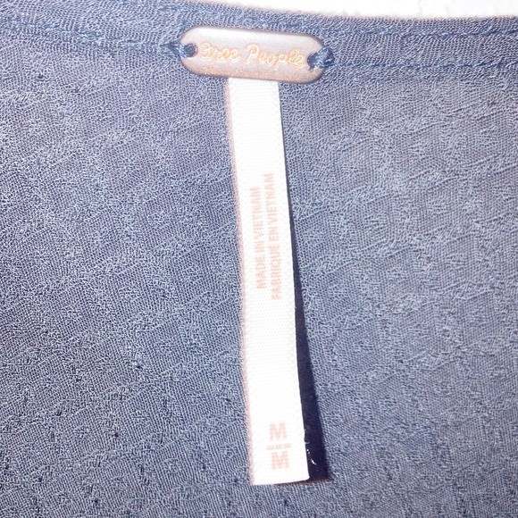 FREE PEOPLE Justina Single Shoulder Blouse Charcoal Blue Grey SZ: Medium - Picture 4 of 11